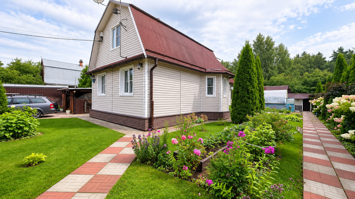 Предлагается к продаже объект для круглогодичного проживания. 

Параметры объекта:
    Дом из бруса (6х8 м) + утепленная веранда 25 кв.м.
    Кровля алюминиевая, водостоки и снегозадержатели установлены.
    Утепление стен 150 мм + обшивка сайдингом.

Планировка:
На первом этаже: столовая, спальня, 